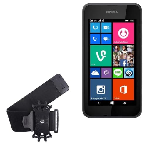 BoxWave Holster Compatible with Nokia Lumia 530 Dual SIM - ActiveStretch Sport Armband, Adjustable Armband for Workout and Running - Jet Black
