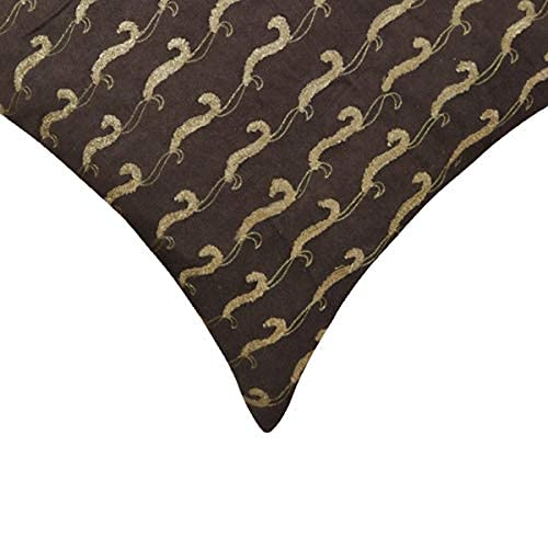 Image of SAJAVAT HOME CV120 Embroidery Cushion Cover (Pack of 1) 18x18 INCHES /45x45 cm Multicolour (Umber Brown, Suede)