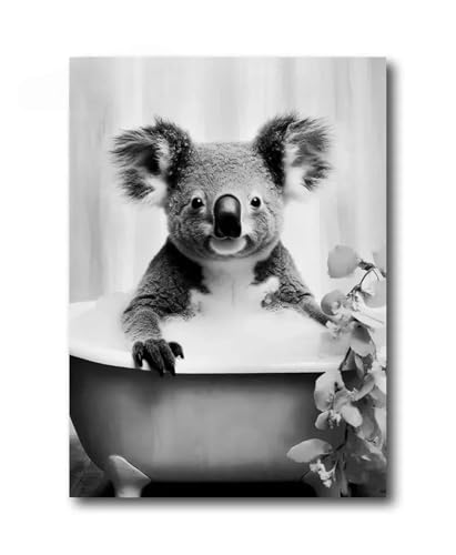 Lienzo para baño y hogar impermeable, póster de animales en blanco y negro
