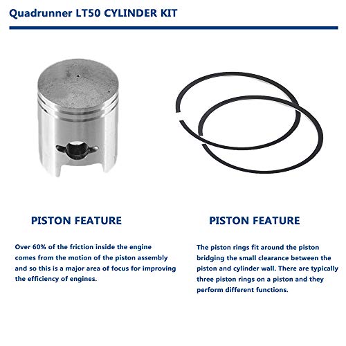 MOOSUN Cylinder Head Gasket Piston Top End Kit for Suzuki Quadrunner 50 LT50 1984 1985 1986 1987