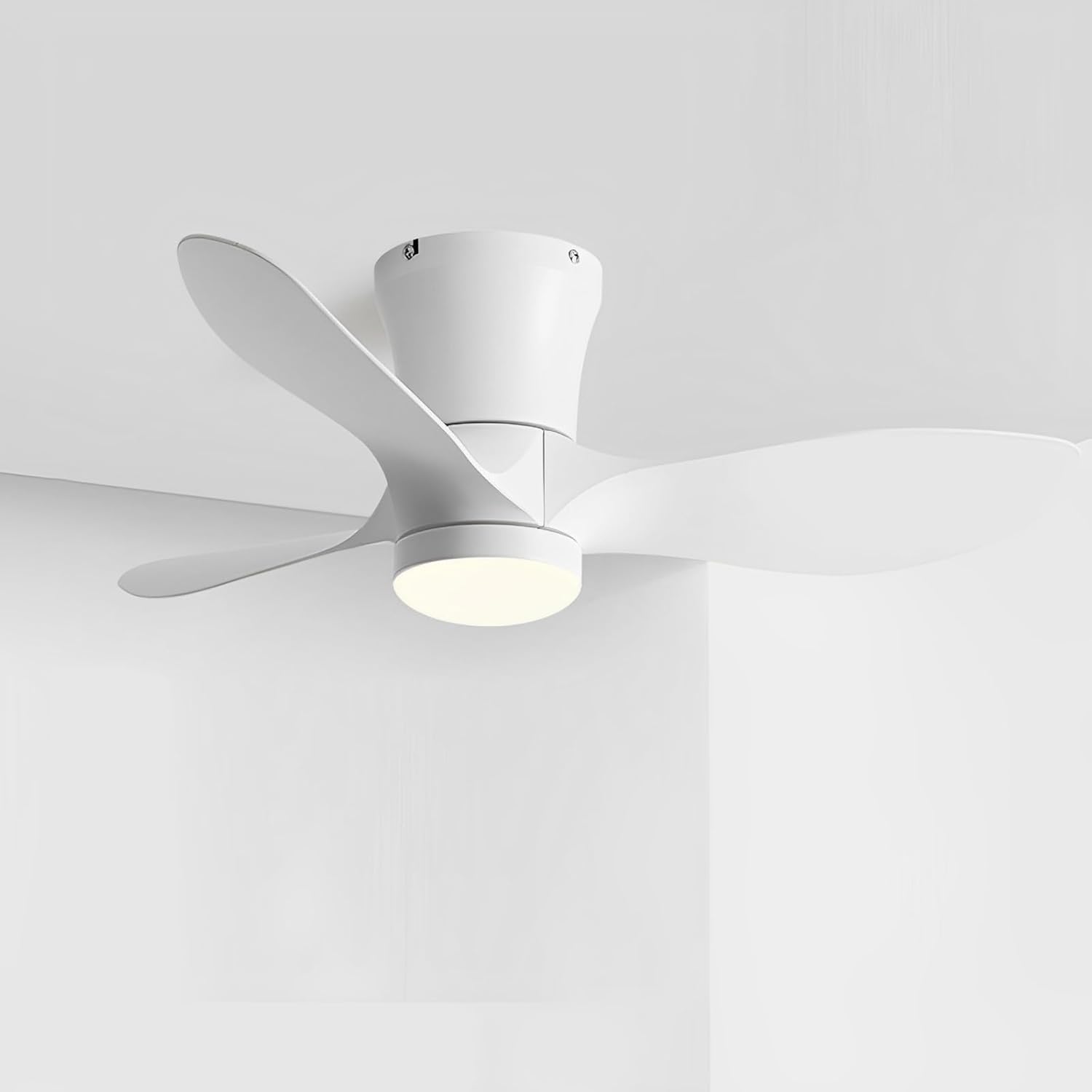 Modern 12W LED Ceiling Fan Light Remote 6 Speeds Timing Fan Light Indoor Mute Ceiling Fans with Lights 3 ABS Blades for Bedroom Lounge Balcony Dining Room