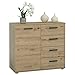 CARO-Möbel Kommode Sideboard Schrank Chicago in Asteiche, mit Tür und 4 Schubladen Highboard