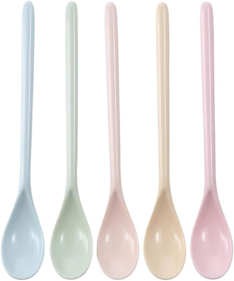 10Pcs Melamine Long Handle Spoon Candy Color Plastic Spoons 7.2inch Mixing Spoons Colorful Coffee Stirring Spoons Mixing Iced Tea Spoons for Ice Cream Coffee Tea Home Supplies