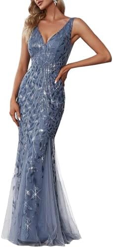 Ever-Pretty Women's Sequin Mermaid Double V-Neck Sleeveless Formal Dress