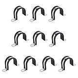 1 Inch 10 PCS 2 Holes Rubber Cushioned U Bracket Clamp, Reinforced Rigid Pipe Strap, Stainless Steel Conduit Straps Cable Clamp (25 mm) by Tavonuxt