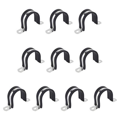 4-1/2 Inch 10 PCS 2 Holes Rubber Cushioned U Bracket Clamp, Reinforced Rigid Pipe Strap, Stainless Steel Conduit Straps Cable Clamp (114 mm) by Tavonuxt