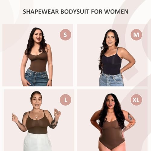 Feelingirl Shapewear Bodysuit For Women Tummy Control Seamless Body Shaper Tank Top Thong Shapewear Body Suits Black M-L thumb #3