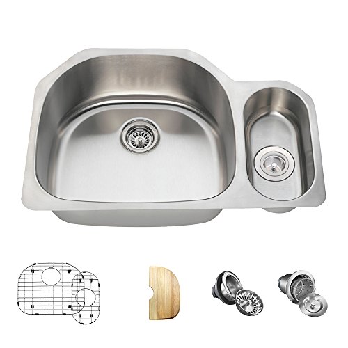 Mr Direct 3221L-16-Ens Stainless Steel Undermount 31-3/4 In. Double Bowl Kitchen Sink With Additional Accessories, 16 Gauge #TOP13