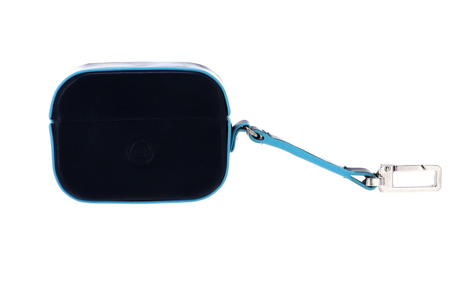 PIQUADRO - Custodia per Auricolari Pelle Blue Square - Unisex - Blu Notte | Salvaspazio, Protettiva, Moschettone, Trasferte, Uso quotidiano