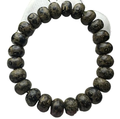 Bois d'agar indonésien authentique : bracelet mala de perles d'aloès rare 18g