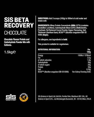 Science in Sport BETA Recovery Dual Source Recovery Drink | Chocolate Protein Powder - Advanced Carbohydrate & Whey Protein Blend for Post-Endurance Exercise | 30g Protein per Serving, 1.5kg - Image 4