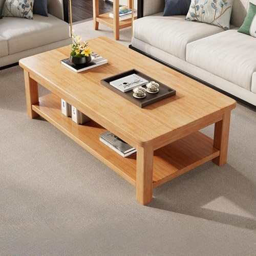 北欧スタイル スリムな木製ローテーブル 収納付き 幅広長方形 高さ45cm 一人暮らしのためのおしゃれなセンターテーブル (ナチュラル, 80cm)
