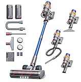 Fieety Aspirateur Balai sans Fil avec 2 Batteries, 130Min/50kPa/600W Aspirateur sans Fil Puissant, Tuyau Extensible, Brosse Canapé, Parfumé, Mode Automatique pour Sols Durs, Tapis, Animaux et Voiture