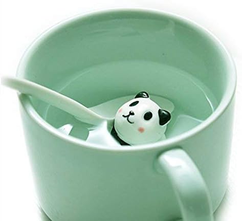 Itian® 3D Animal Coffee Cup with Panda Inside Novel Cute Cartoon Ceramics Tea Milk Cup Gift For Birthday (230ml)