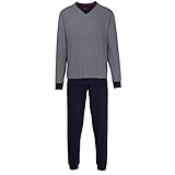 bugatti Herren Pyjama, Kurzarm, Baumwolle, Single Jersey, blau, Bedruckt, mit Bündchen 58