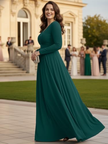 Image of KOH KOH Womens Long Sleeve Flowy Empire Waist Fall Pleated Maxi Dress