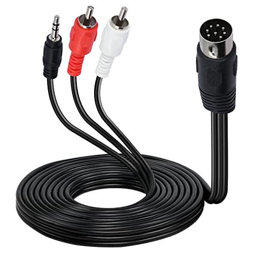 Din 8 Pin to RCA 3.5mm Midi Cable, 8 Pin DIN Male Plug to 2RCA/3.5mm Male TRS Stereo AUX Adapter Cable for Radio Audio Equipment Signal Output-5.9ft