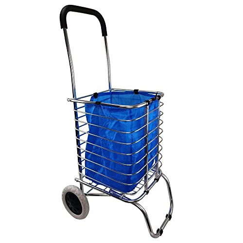 Carrinho de Mão Dobravel com Sacola Aluminio Feira Compras Portatil Transporte
