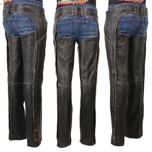 Image of Milwaukee Leather Premium Leather Motorcycle Riding Chaps for Women Bikers