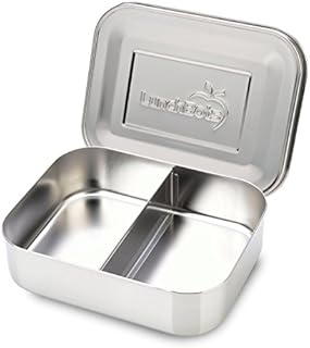 Lunchbots Duo Stainless Steel Food Container - Two Section Design Perfect for Half of a Sandwich and a Side or for Use as a Snack Box - Eco-Friendly, Dishwasher Safe and BPA-Free - All Stainless