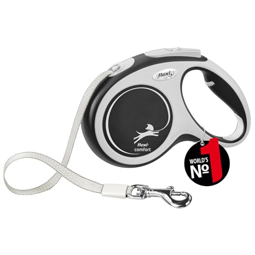 flexi® Comfort M Gurt 5 m schwarz, Roll-Leine für Hunde bis 25 kg