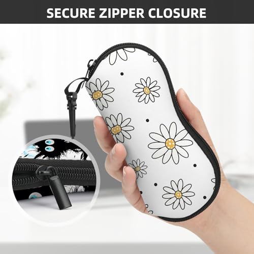 Image of Sunglasses Soft Case, Cute Ultra Light Portable Neoprene Zipper Eyeglass Glasses Case with Belt Clip for Men Women