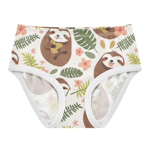 Wusikd Cute Sloth Girls' Underwear Cotton Tropical Leaves Girls Briefs Soft Toddler Underwear 2T