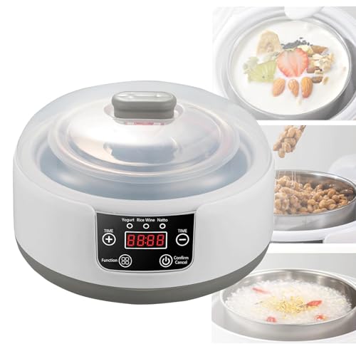 GBKBVTATDK Yogurtera Automática de 1,2 l Leche, Control de Temperatura, Temporizador Táctil y Recipiente Interior de Acero Inoxidable, Máquina para Hacer Natto y Vino de Arroz