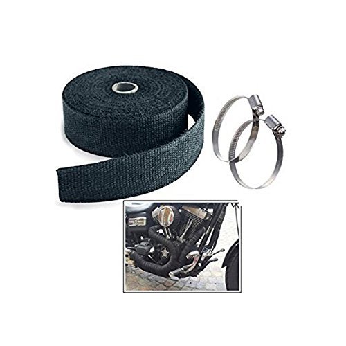 Ramanta Bike Silencer Wrap with Clamps Bike Exhaust Heat Shield Protector (Wrap Length: 3 Meter; 1 PCs with 2 Clamps; Black) - Image 4 thumbnail