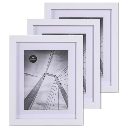 lincoolart bilderrahmen 20x25 cm Holz weiße Fotorahmen,MDF Rahmen mit Acrylglas,für Bilder 15x20 mit passepartout oder 20x25 ohne passepartout 3er Set