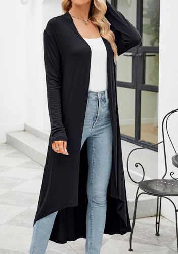 Women's Casual Long Open Front Drape Lightweight Duster High Low Hem Maxi Long Sleeve Cardigan(S-3XL)3