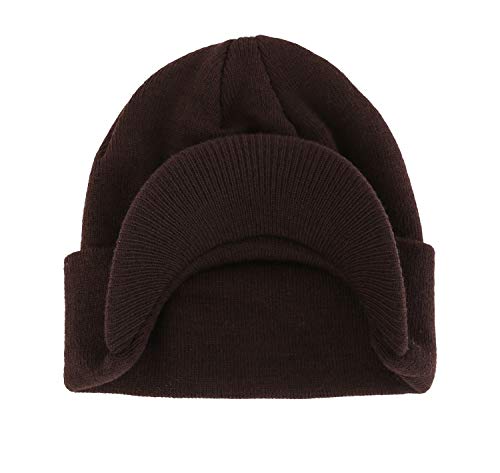 Home Prefer Mens Beanie Hat Knit Winter Hat with Brim Beanie Cap for Men Espresso - Thumbnail 2