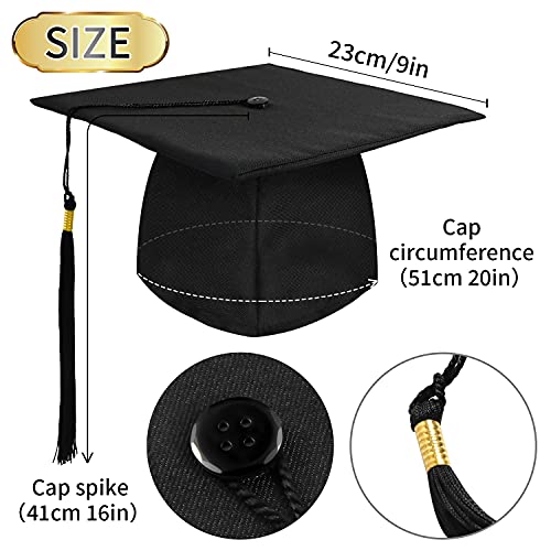 KEELYY Bachelor Hut Unisex Doktorhut Graduation Cap Verstellbar Bachelor Abschluss Hut für Abschlussfeiern vom Studium, Universität, Hochschule, Abitur - Absolventenhut in Schwarz
