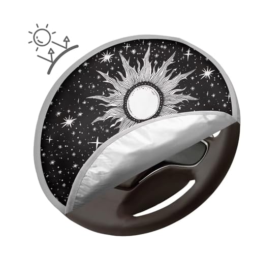 Image of Gothic Sun Moon Steering Wheel Sunshade Car Interior Sunshade Car Steering Wheel Sun Shade Cover Easy to Install Removable Automotive Accessories for Car Truck SUV