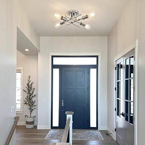 Zglaojt4-Lights Ceiling Light Fixture，Chrome Modern Metal Chandelier，Farmhouse Lighting For Kitchen Bedroom Bathroom Livingroom Corridor Laundryroom Bar #TOP4