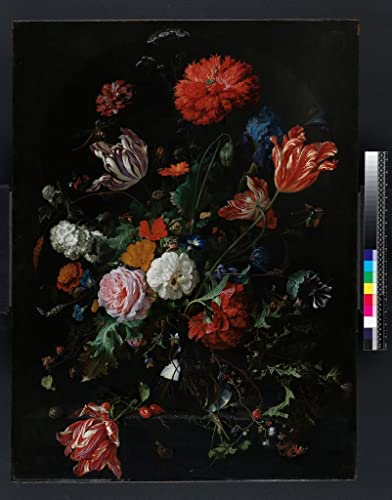 Toile moderne fleurs De Heem pour masquer les imperfections murales du salon 60x90