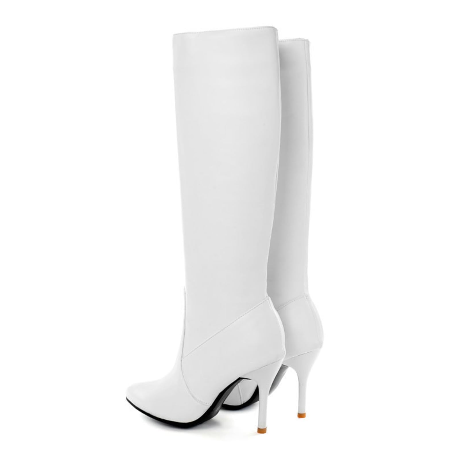 Mujer Botas Altas De Cuero con Punta Tacón Stiletto Cómodo Cremallera Lateral Panel Elástico Botas De Invierno Ligeras Botas De Montar Botines De Media Pantorrilla