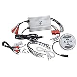 Pyle Waterproof Bluetooth Marine Amplifier Receiver - Weatherproof 4-Channel Wireless Amp for Stereo Speaker with 1200 Watt Power, Wired RCA, AUX and MP3 Audio Input Cable - PLMRMBT7S (Silver)