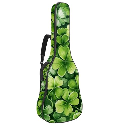 Housse de guitare acoustique verte à motif trèfle 42.9 pouces avec poches