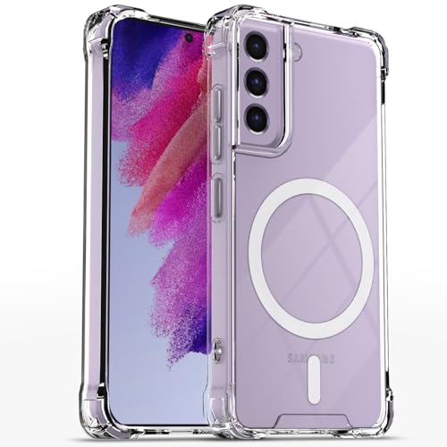 Image of Pikkme Back Cover for Samsung Galaxy S21 FE 5G Mag-Safe Shockproof PC + TPU Protective Case Magnetic Support Bumper Case (Transparent Mag-Safe)