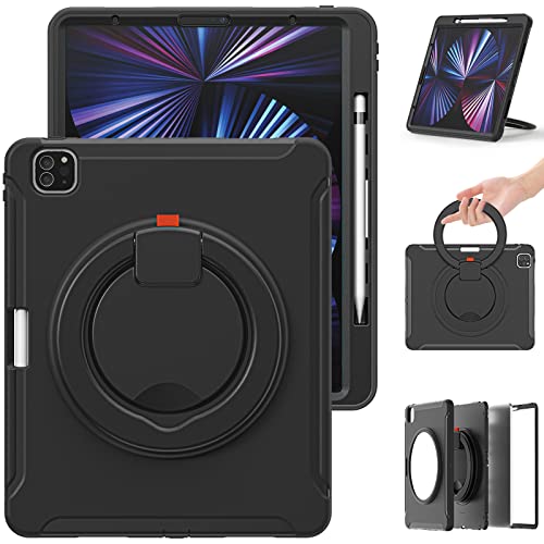 Étui robuste pour iPad Pro 12.9 antichoc avec support rotatif et film écran noir