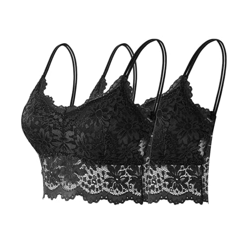 Lace Bra for Women Full Coverage Push Up Racerback 2pc Sports Fashion Bra Stretch Comfy Casual Underwear Black