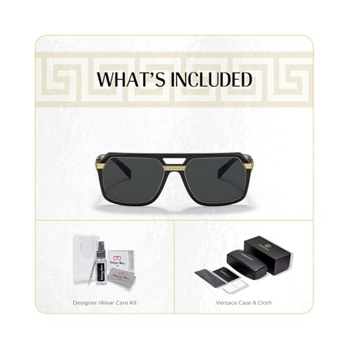 Versace VE4399 Square Sunglasses for Men +BUNDLE with ACCESSORY EYEWEAR KIT2