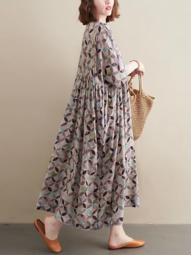 Image of Women's Plus Size Dresses Casual Vintage Printed Summer Baggy Dress