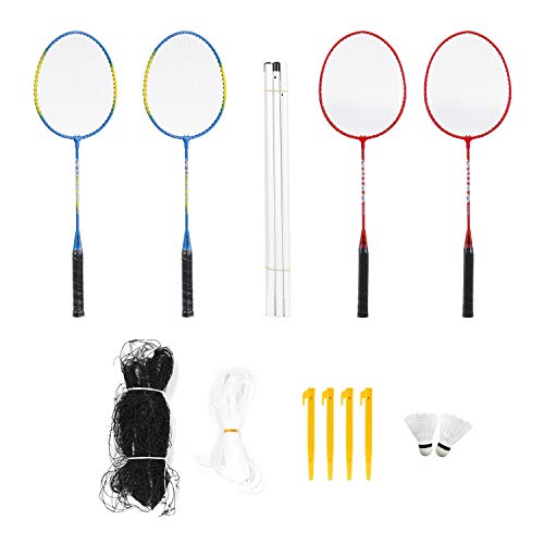 Galapare Sports Badminton Set Badminton Rackets, Birdies, Net, Adjustable Polls Beach or Backyard Combo Set Games