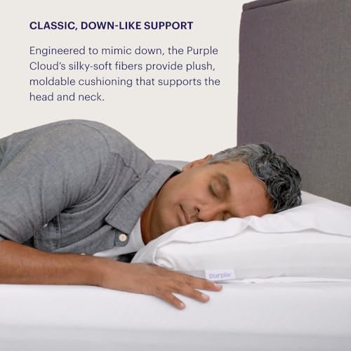 Image of Purple Cloud Pillow, Standard Size, Plush Down-Alternative Neck Pillow | Side, Back, Stomach Sleepers, Soft Moldable Feel, Hypoallergenic Gel Fiber Fill That Won't Clump or Flatten