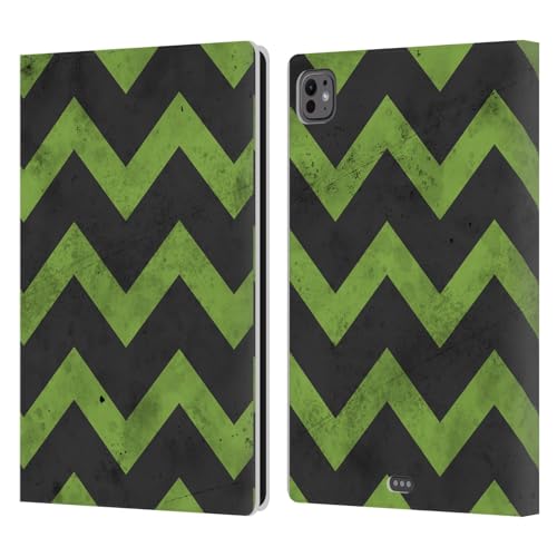 Protection iPad Pro 11 M4 étui cuir portefeuille géométrique PLdesign vert gris
