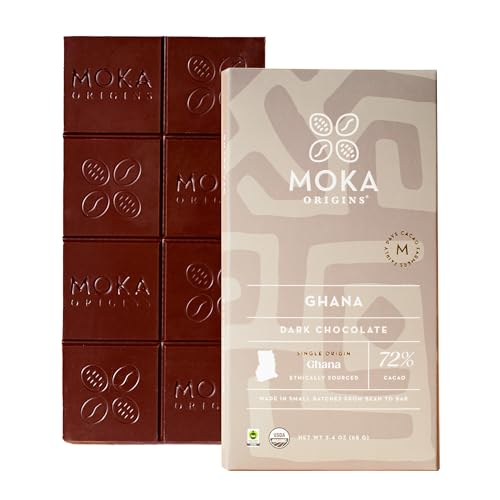 Moka Origins Organic Chocolate Bar Pack – Bean-to-Bar, Direct & Fair Trade, Small-Batch, Ethically Sourced, Gourmet, Artisan Craft Chocolate (12-Pack, Plain Dark 72%)