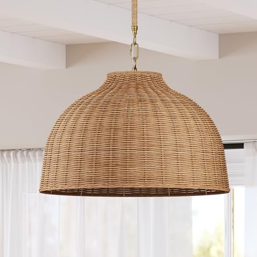 Nathan James Augustine Modern Farmhouse Rattan Pendant Light, Rattan Chandelier Pendant Lamp...