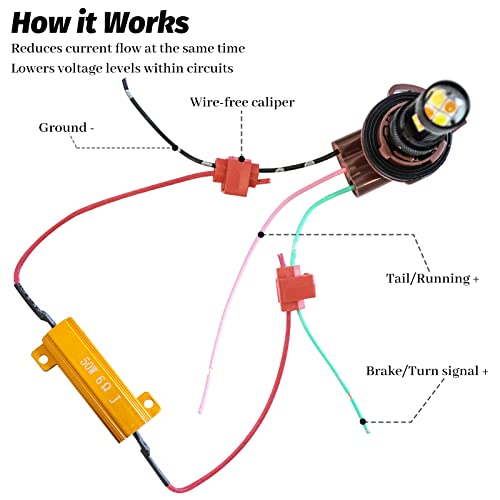 Ouzorp 6Pcs 50W 6ohm Load Resistors, Fix LED Bulb Fast Hyper Flash Turn Signal Blink Error Code